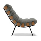 Poltrona Costela Metálica Preta Suede Grafite D03 - D'rossi