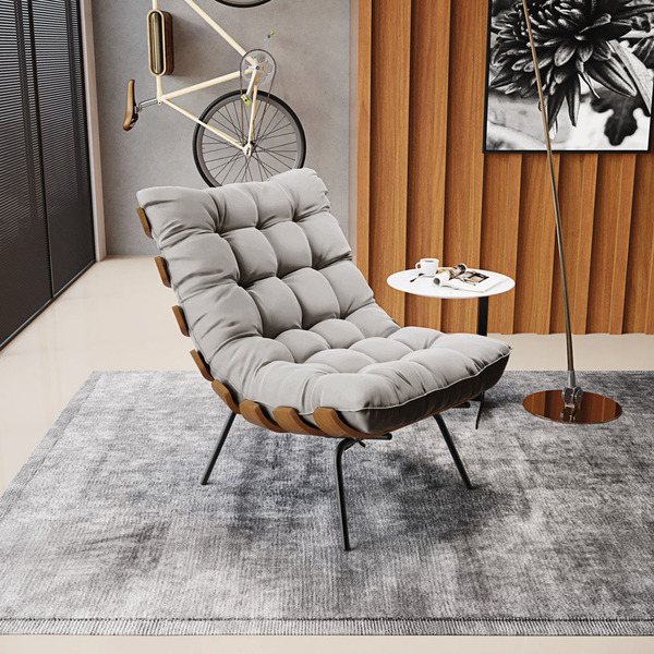 Poltrona Costela Metálica Preta Veludo Cinza D03 - D'rossi