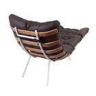 Poltrona Costela Original Com Banqueta Em Couro Marrom Natura