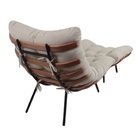 Poltrona Costela Original Com Banqueta Em Linho Areia Natural