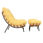 Poltrona Costela Original Com Banqueta Em Sarja Amarela Natur