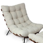 Poltrona Costela Original E Banqueta Preta Madeira Imbuia Lin