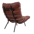 Poltrona Costela Original Em Couro Havana Imbuia Base Preta