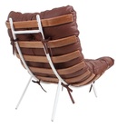 Poltrona Costela Original Em Couro Havana Natural Base Branca