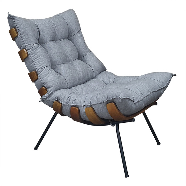 Poltrona Costela Para Sala E Quarto Linho Cinza - Wed Decor