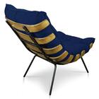 Poltrona Costela Sala E Escritório Veludo Azul Marinho