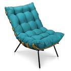 Poltrona Costela Sala E Escritório Veludo Azul Tiffany