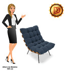 Poltrona Costela Suede Azul Marinho Base Metálica Preto - D'r