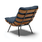 Poltrona Costela Suede Azul Marinho Base Metálica Preto - D'r