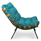 Poltrona Costela Suede Base Metálica - Pallazio - Azul Turque