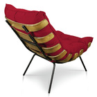 Poltrona Costela Suede Base Metálica Preto - D'rossi - Vermel