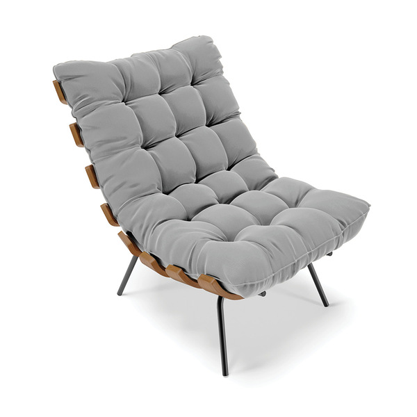 Poltrona Costela Suede Base Metálica Preto M11 - D'rossi - Ci