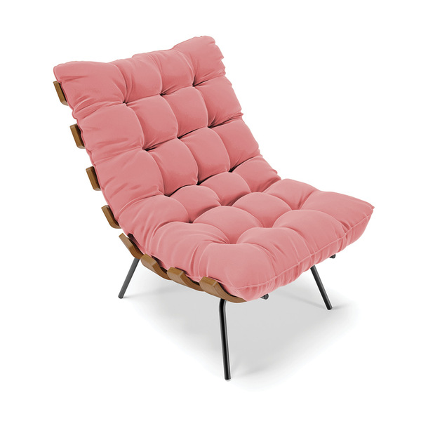 Poltrona Costela Suede Base Metálica Preto M11 - D'rossi - Ro