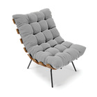 Poltrona Costela Suede Cinza Base Industrial Preto M11 - D'ro