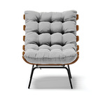 Poltrona Costela Suede Cinza Base Industrial Preto M11 - D'ro