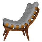 Poltrona Costela Suede Cinza Base Madeira Castanho - Pallazio