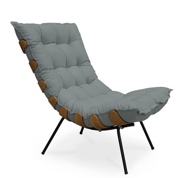 Poltrona Costela Suede Cinza Claro - Meu Lar Decorações De Am