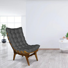 Poltrona Costela Suede Grafite Base Madeira Castanho - Pallaz