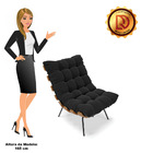 Poltrona Costela Suede Preto Base Industrial Preto M11 - D'ro