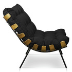 Poltrona Costela Suede Preto Base Metálica - Pallazio