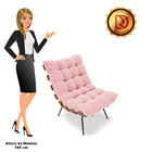 Poltrona Costela Suede Rosa Bebê Base Industrial Preto M11 -