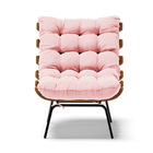 Poltrona Costela Suede Rosa Bebê Base Industrial Preto M11 -