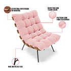 Poltrona Costela Suede Rosa Bebê Base Industrial Preto M11 -