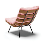 Poltrona Costela Suede Rosa Bebê Base Industrial Preto M11 -