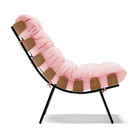 Poltrona Costela Suede Rosa Bebê Base Industrial Preto M11 -