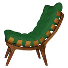 Poltrona Costela Suede Verde Base Madeira Castanho - Pallazio
