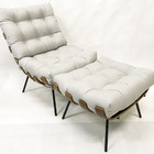 Poltrona Costela Tradicional Com Puff Linho Cinza Claro - Pol