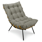 Poltrona Costela Veludo Base Metálica - Pallazio - Capuccino