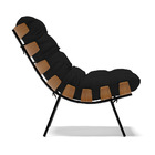 Poltrona Costela Veludo Preto A81 Luxo Base Metálica Preto -