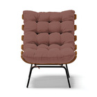 Poltrona Costela Veludo Rosê Base Metálica Preto - D'rossi