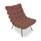 Poltrona Costela Veludo Rosê Base Metálica Preto - D'rossi