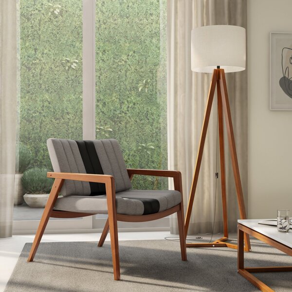 Poltrona Couro E Linho 246 Linho Uxua Cinza