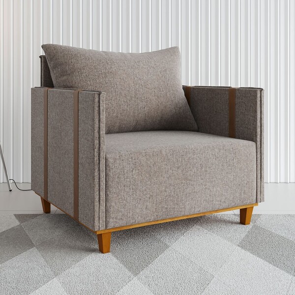 Poltrona Crystal Linho Kaki/durango - Viero Móveis