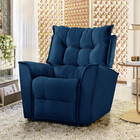 Poltrona Da Mamãe Para Sala Reclinavel Carinho Veludo Azul