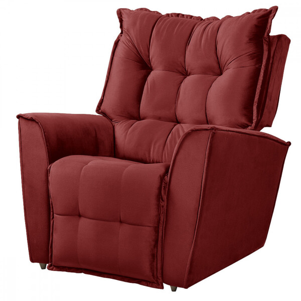 Poltrona Da Mamãe Reclinavel Carinho Tecido Veludo Vermelho