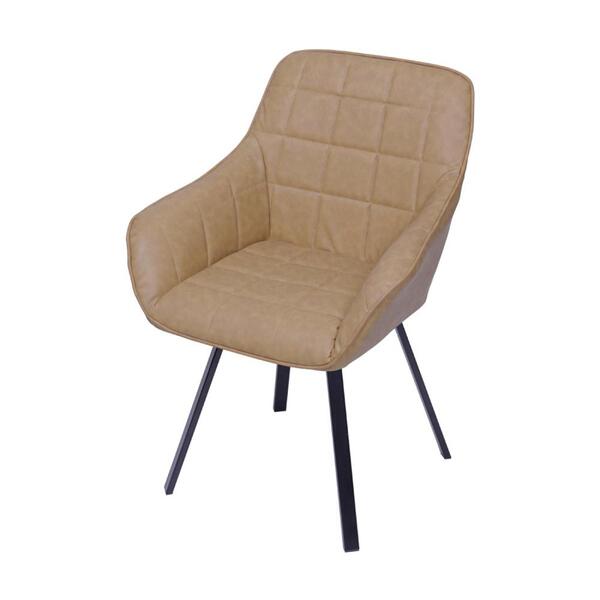 Poltrona Dana Giratória Pu Caramelo Base Metal Pintura Preta