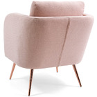 Poltrona Dana Pés Palito Rose Gold Linho Geométrico Rosa