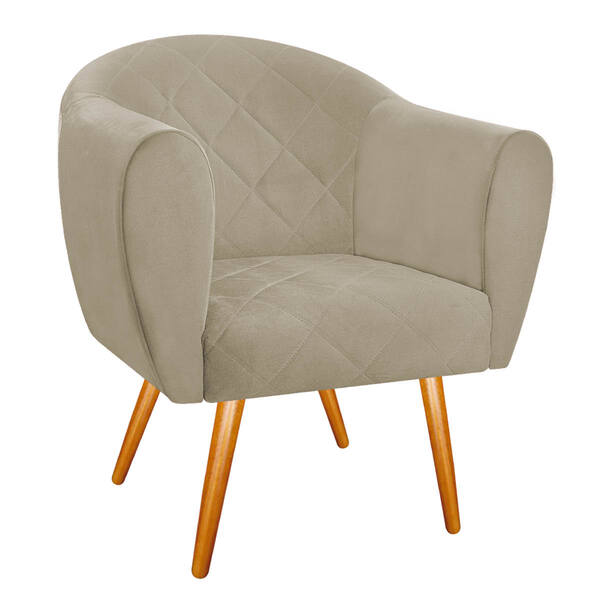 Poltrona Dandara Pés Palito Linho - Doce Sonho Móveis - Bege