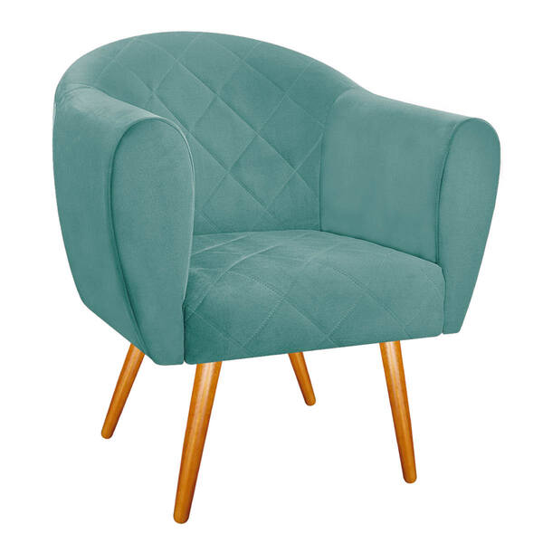 Poltrona Dandara Pés Palito Suede - Amarena Móveis - Azul Tif