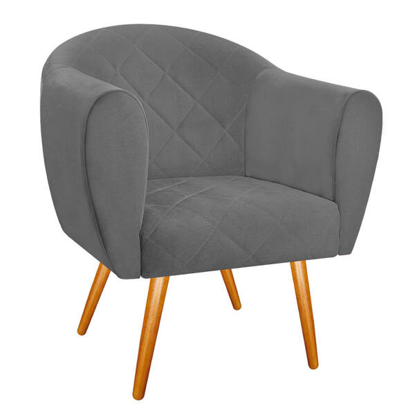 Poltrona Dandara Pés Palito Suede - Amarena Móveis - Cinza