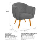 Poltrona Dandara Pés Palito Suede - Amarena Móveis - Cinza