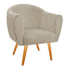 Poltrona Dandara Pés Palito Suede - Doce Sonho Móveis - Bege