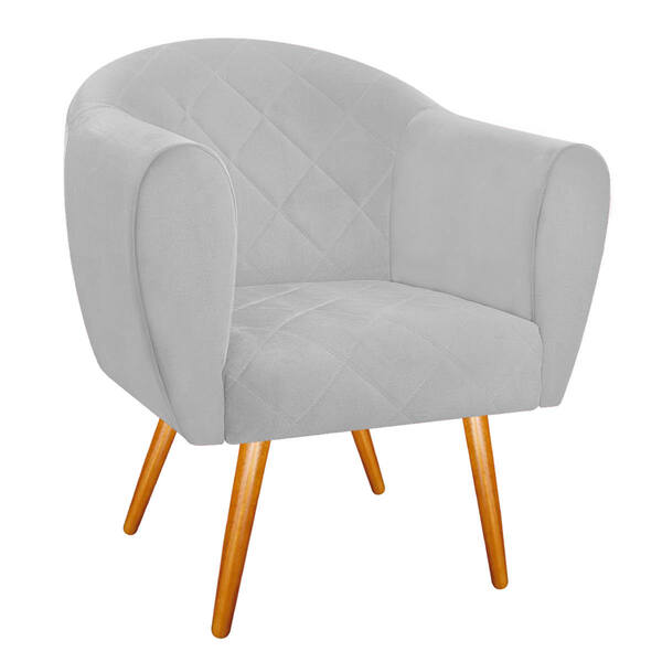 Poltrona Dandara Pés Palito Suede - Doce Sonho Móveis - Branco