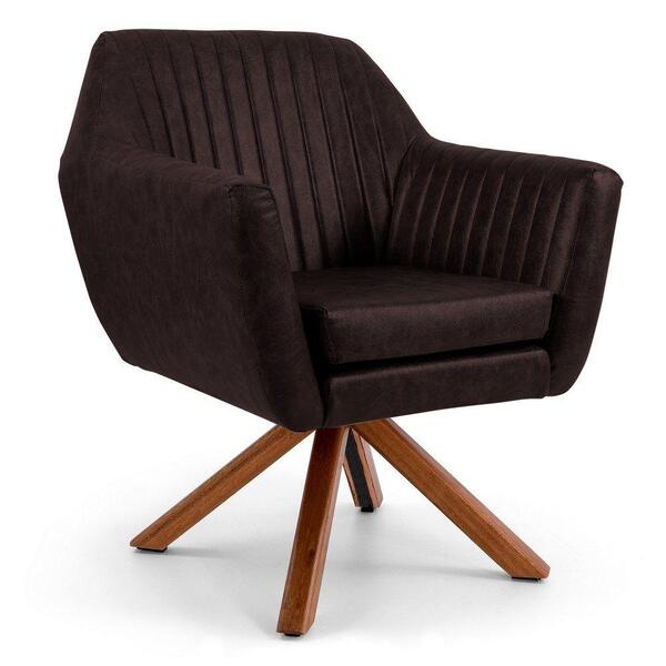 Poltrona Dani Base Giromad Corano Tressê Marrom Escuro Domi