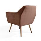 Poltrona Dani Pés Palito Madeira Veludo Marrom Domi