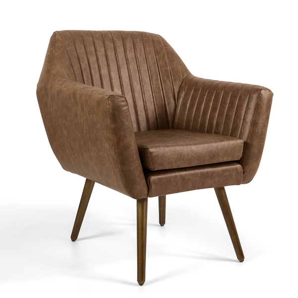 Poltrona Dani Tressê Corano Marrom B-14 Pés Palito De Madeira